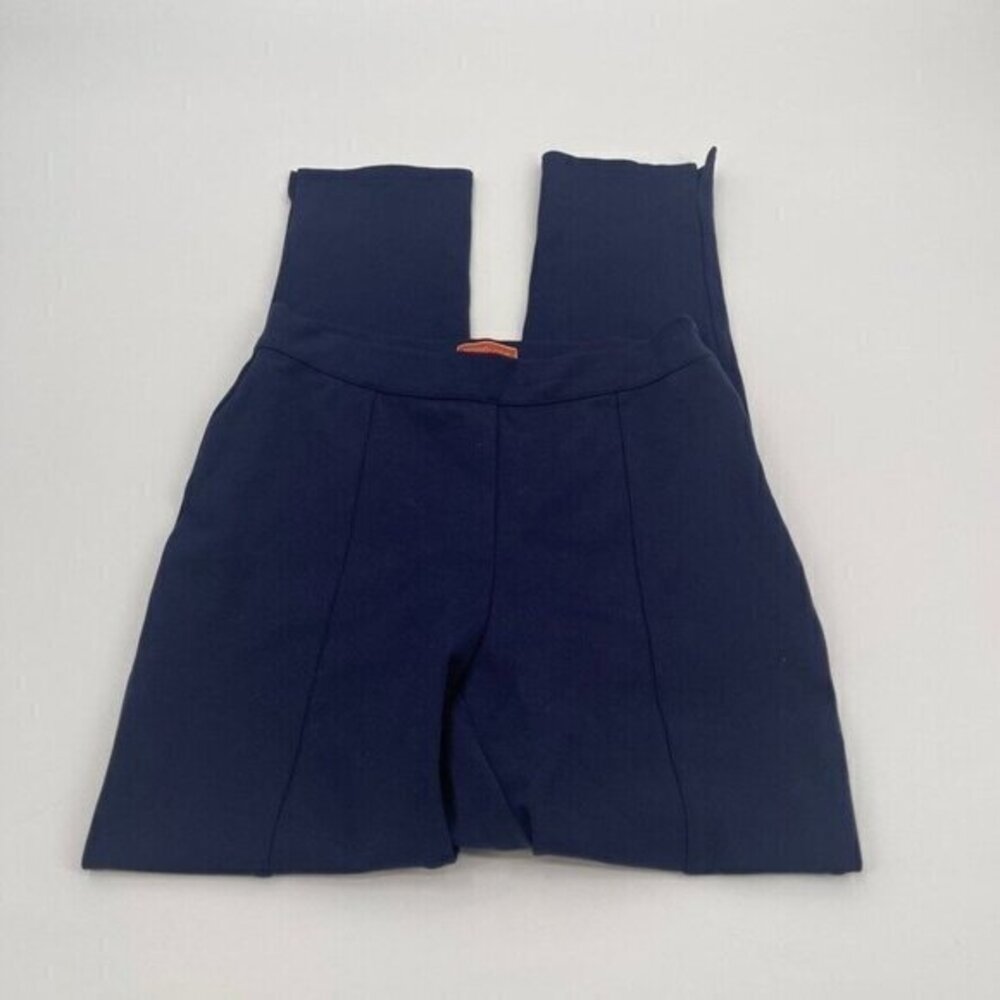 ModCloth Womens Pants S Navy Blue Side Zip Preppy Stretch Ankle Casual Cropped